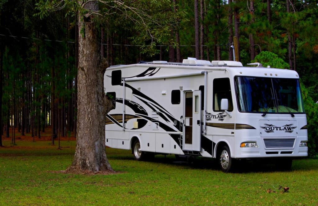 Motorhome Boondocking in Forest