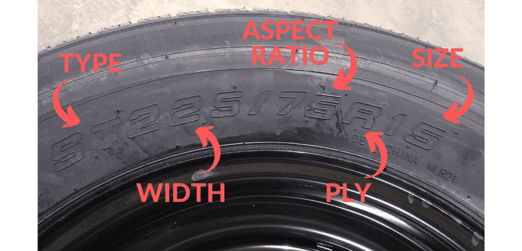 Tire sidewall label with call-outs