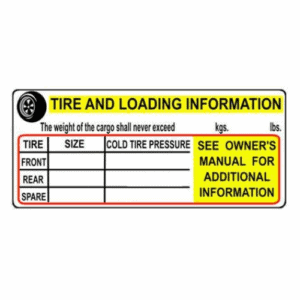 tire and loading information sticker