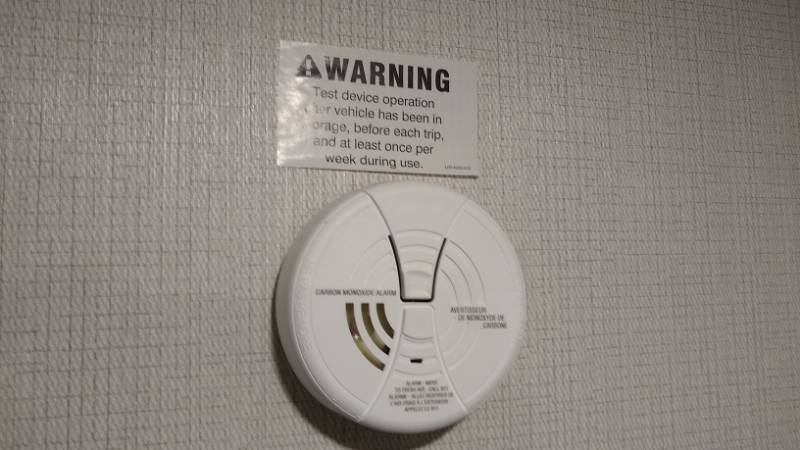 Smoke alarm mounted on the wall
