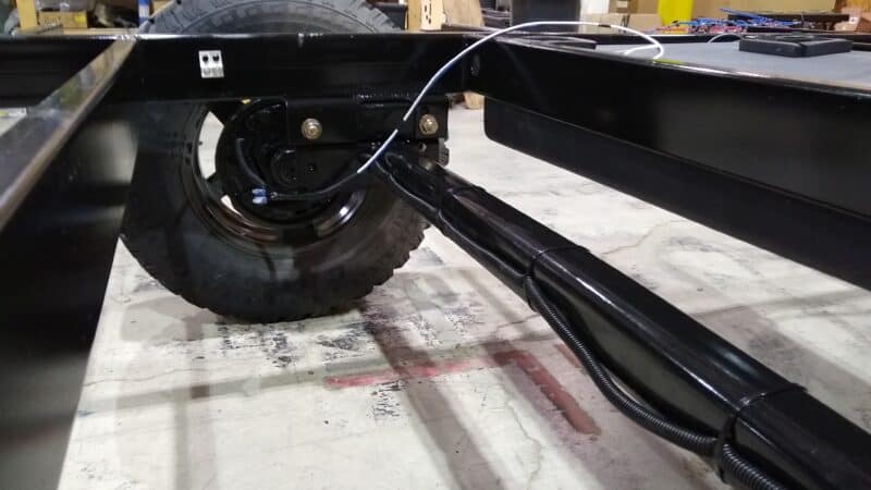 Example of a cambered trailer axle.