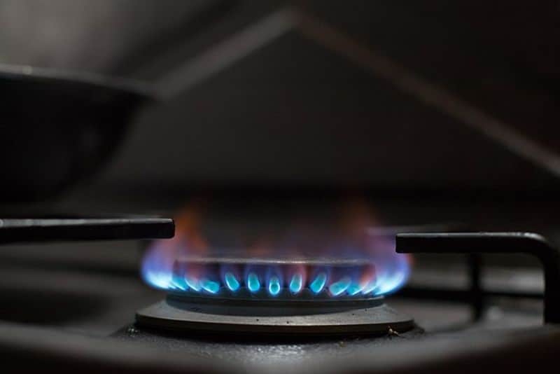 Blue flame from an RV propane stove