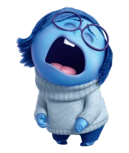image of Pixar Sadness character crying and wailing