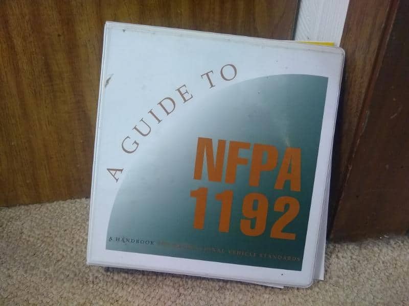 Handbook showing the RVIA Guide to the NFPA 1192 standard